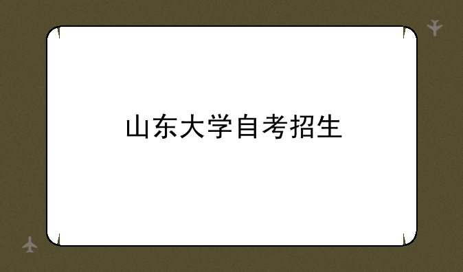 山东大学自考招生