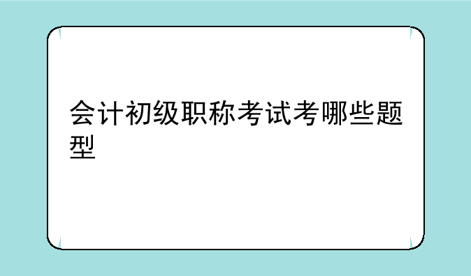 会计初级职称考试考哪些题型