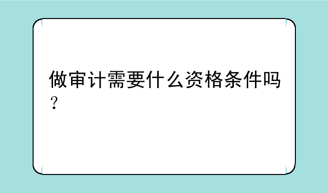 做审计需要什么资格条件吗？