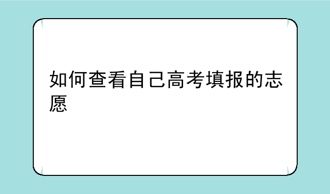 如何查看自己高考填报的志愿