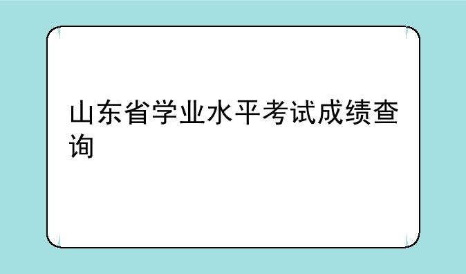 山东省学业水平考试成绩查询