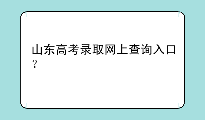 山东高考录取网上查询入口？