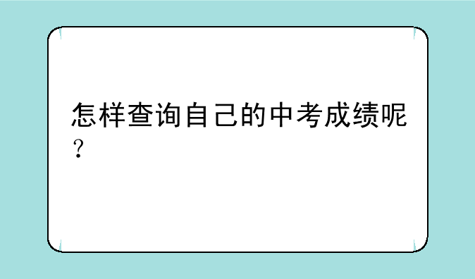 怎样查询自己的中考成绩呢？