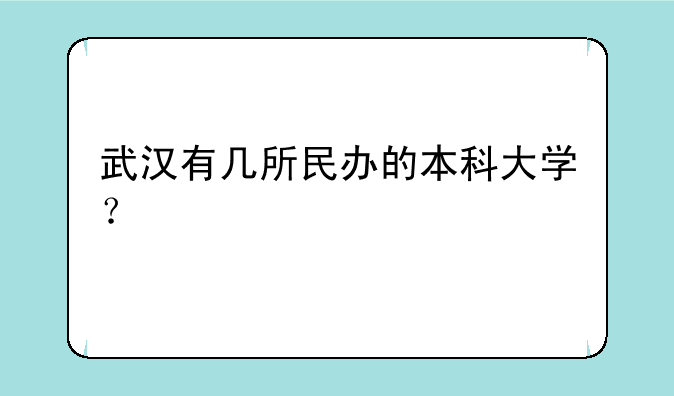 武汉有几所民办的本科大学？