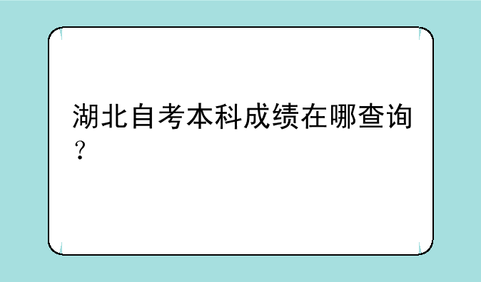 湖北自考本科成绩在哪查询？