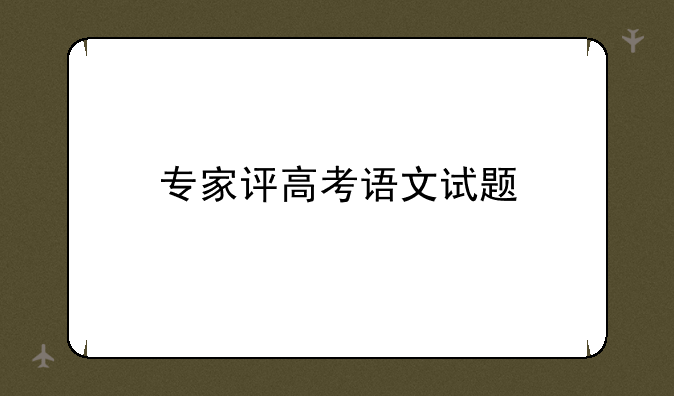 专家评高考语文试题