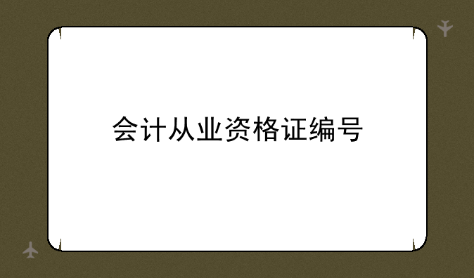 会计从业资格证编号