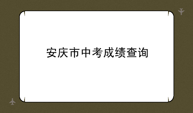 安庆市中考成绩查询