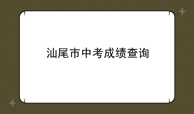 汕尾市中考成绩查询