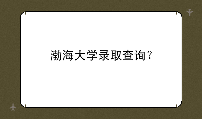 渤海大学录取查询？