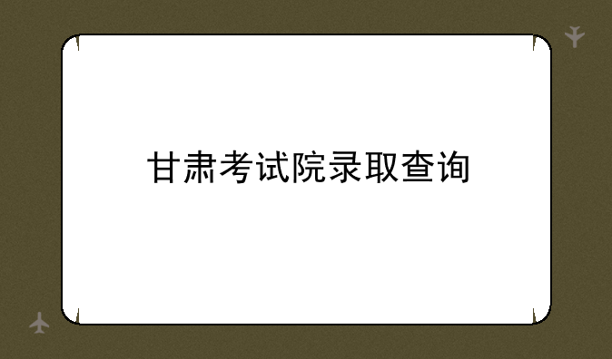 甘肃考试院录取查询