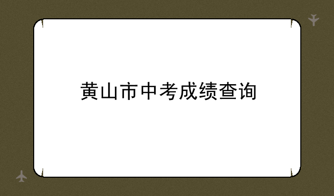 黄山市中考成绩查询