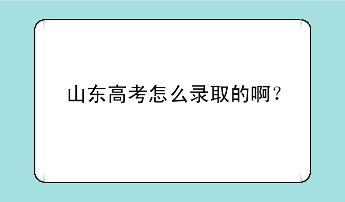 山东高考怎么录取的啊？