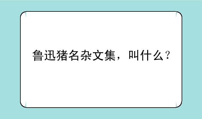 鲁迅猪名杂文集，叫什么？
