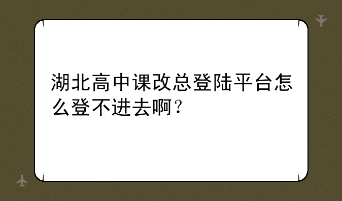 湖北高中课改总登陆平台怎么登不进去啊？