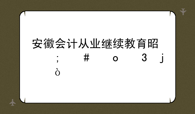 安徽会计从业继续教育是怎么进行的？
