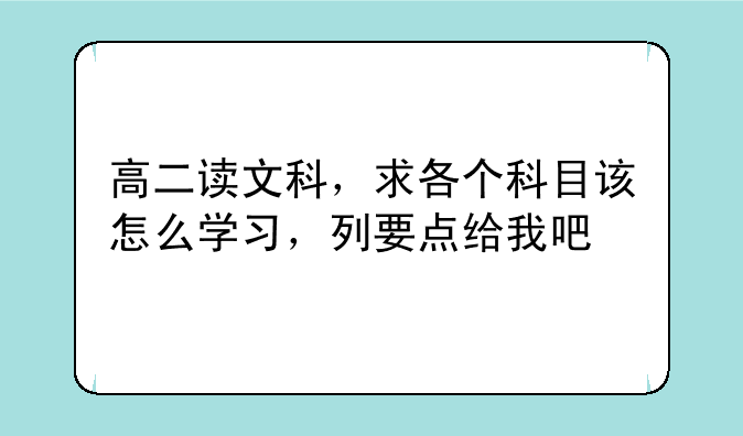 高二读文科，求各个科目该怎么学习，列要点给我吧