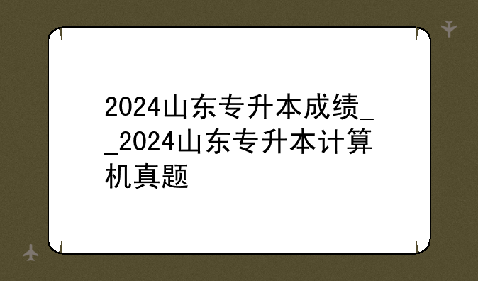 2024山东专升本成绩__2024山东专升本计算机真题