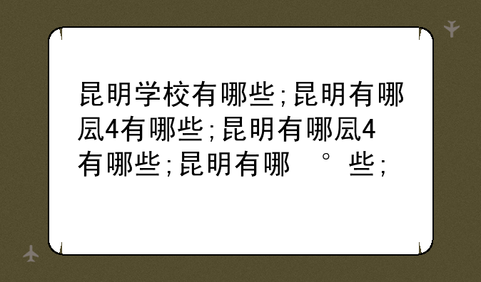 昆明学校有哪些;昆明有哪几所学校