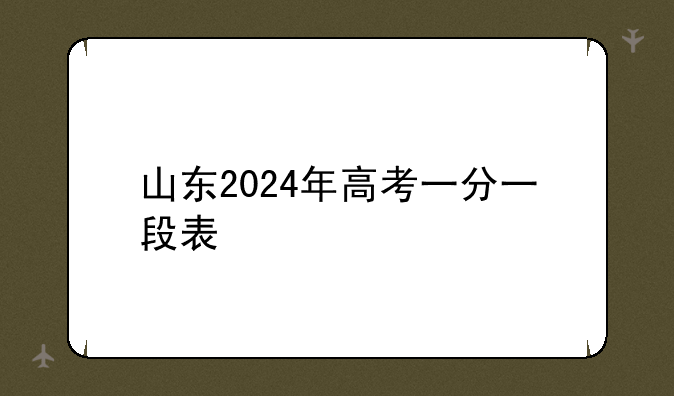 山东2024年高考一分一段表